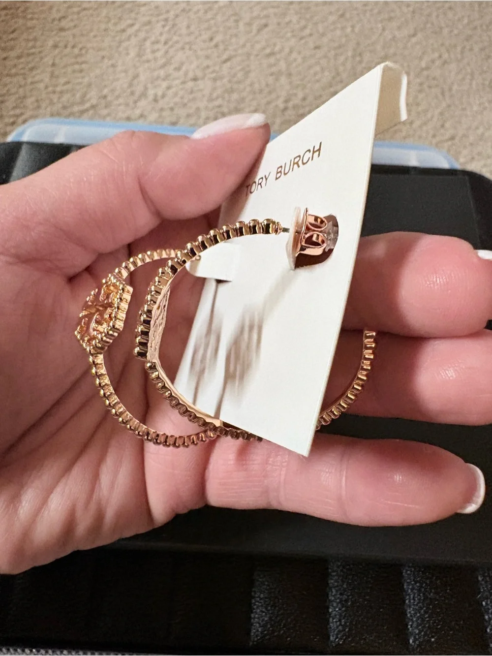 Tory Burch Gold-Tone Logo Chain Drop Earrings